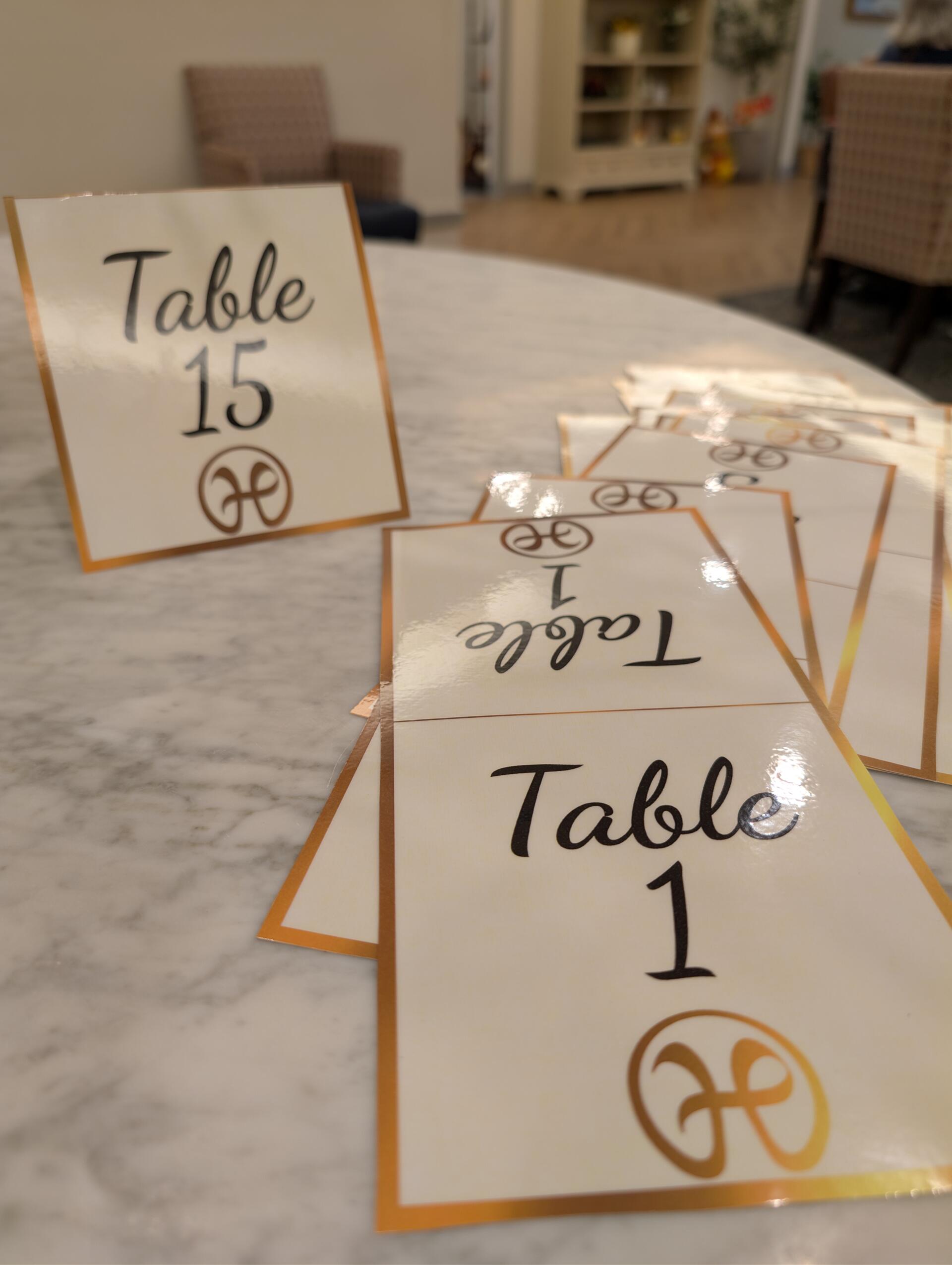 Stylized Table Numbers